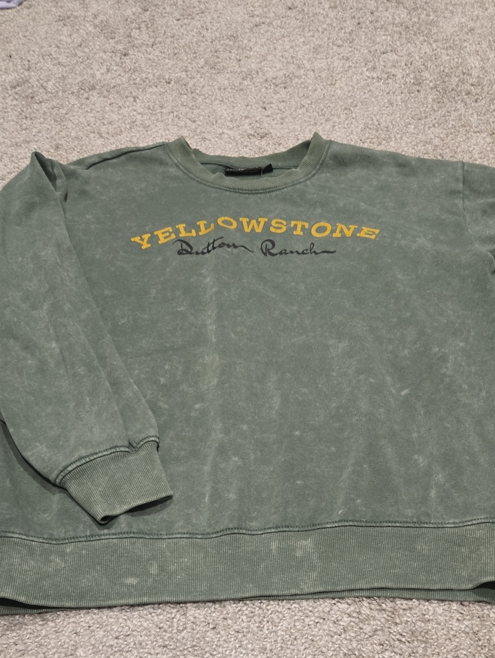 Yellowstone Dutton Ranch Washed Green Crewneck Sweatshirt
